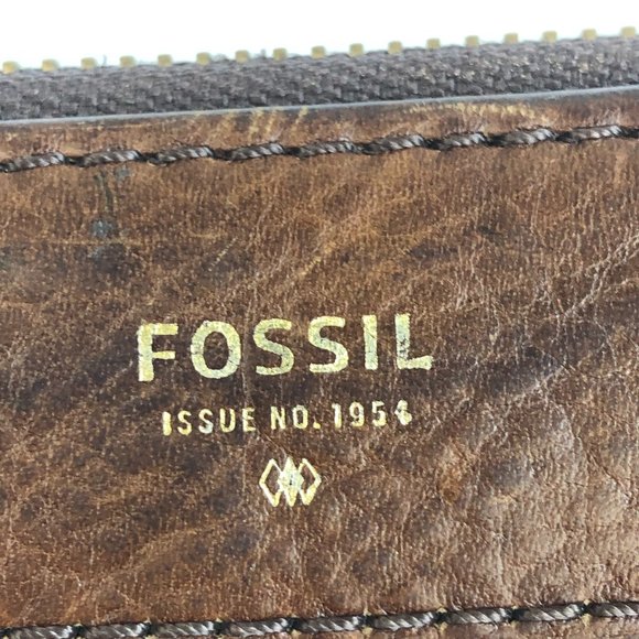 Fossil Brown Leather Croc Embossed Amanda Zip Around Wallet / Wristlet Timeless - Picture 7 of 17